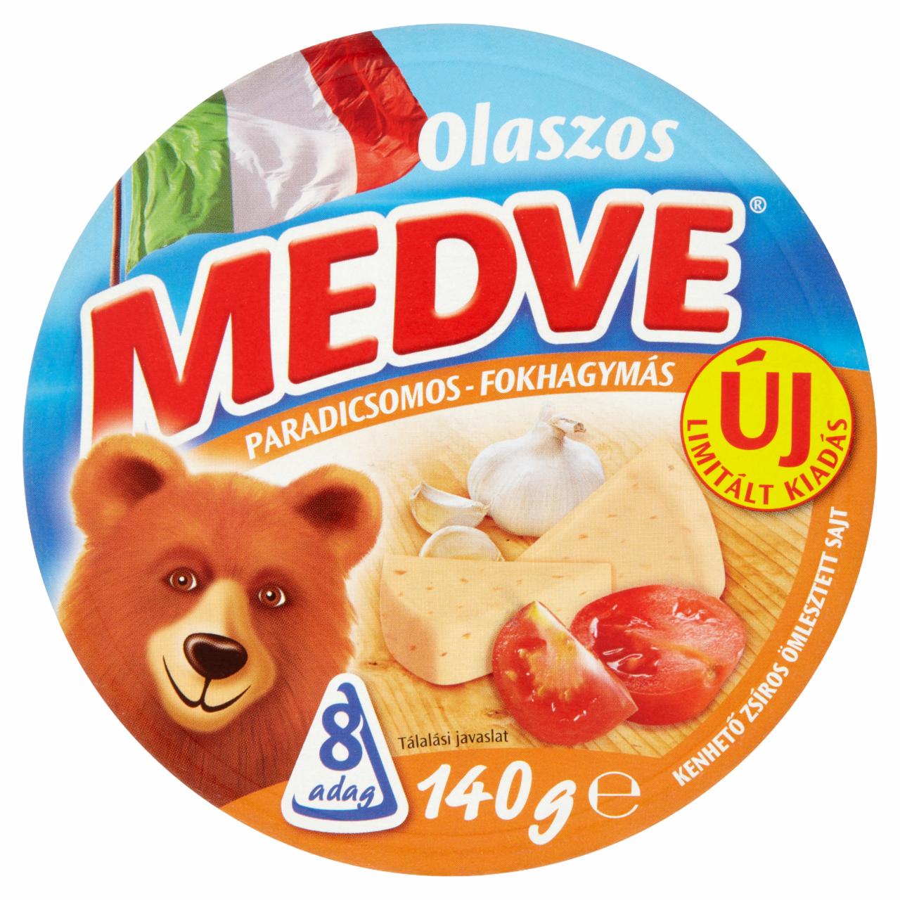 Képek - Medve olaszos paradicsomos-fokhagymás kenhető ömlesztett sajt 8 db 140 g