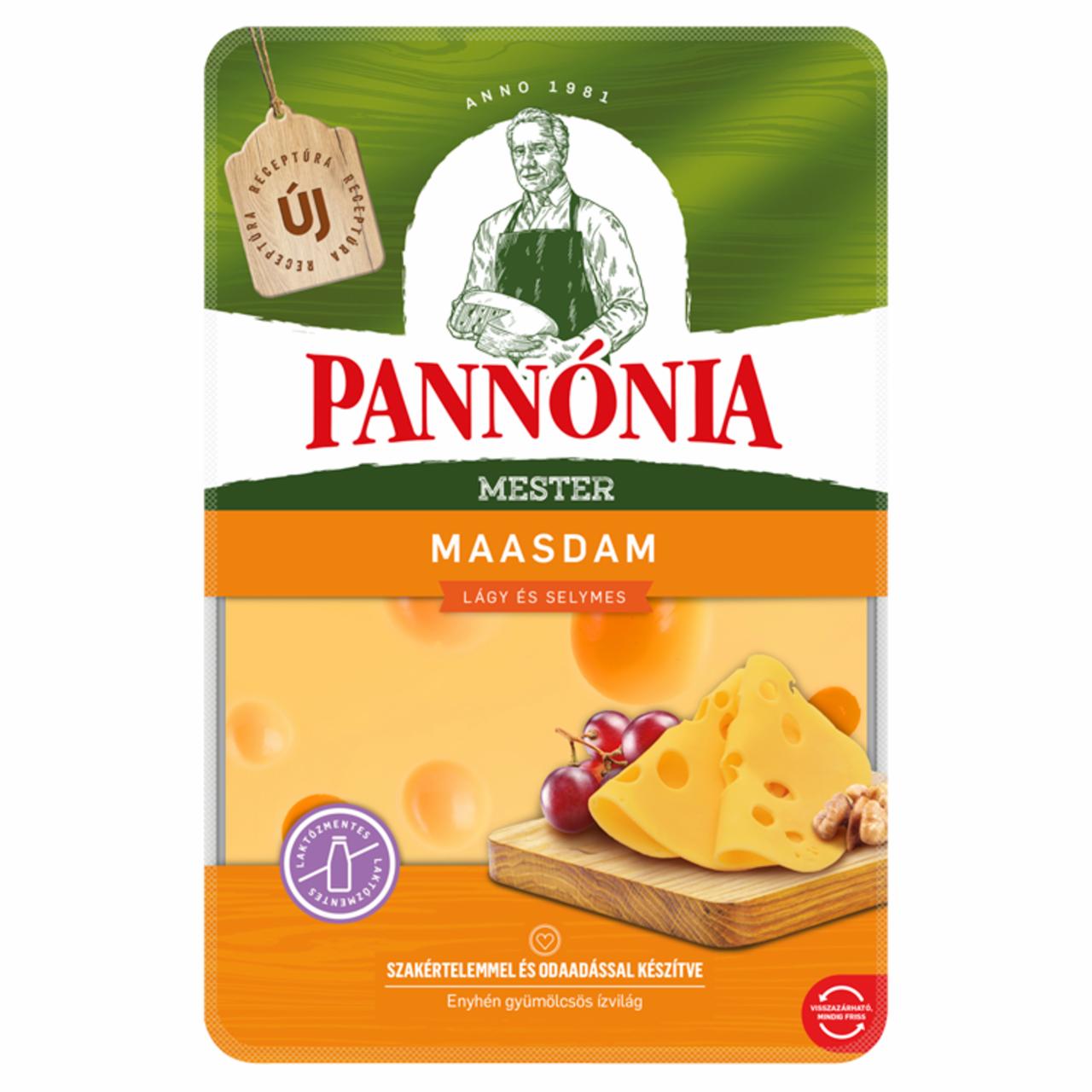 Képek - Pannónia Mester Maasdam szeletelt, zsíros, félkemény, erjedési lyukas sajt 125 g
