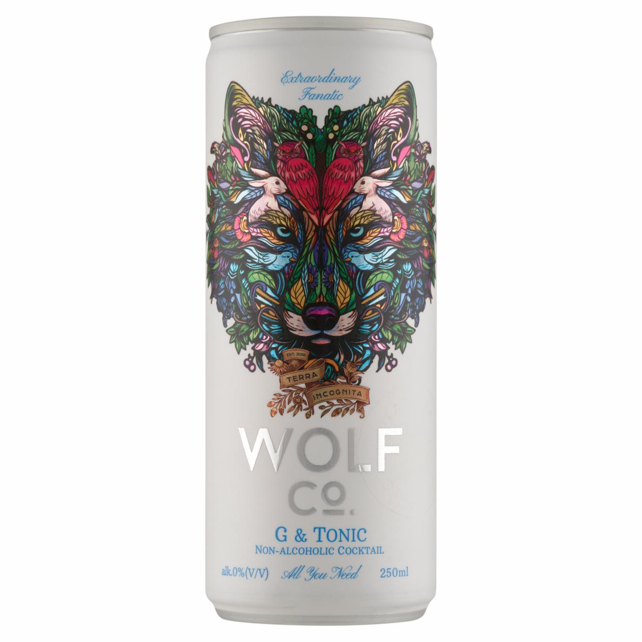 Képek - Wolf Co szénsavas G & Tonic ízű szén-dioxiddal dúsított alkoholmentes üdítőital 0% 250 ml