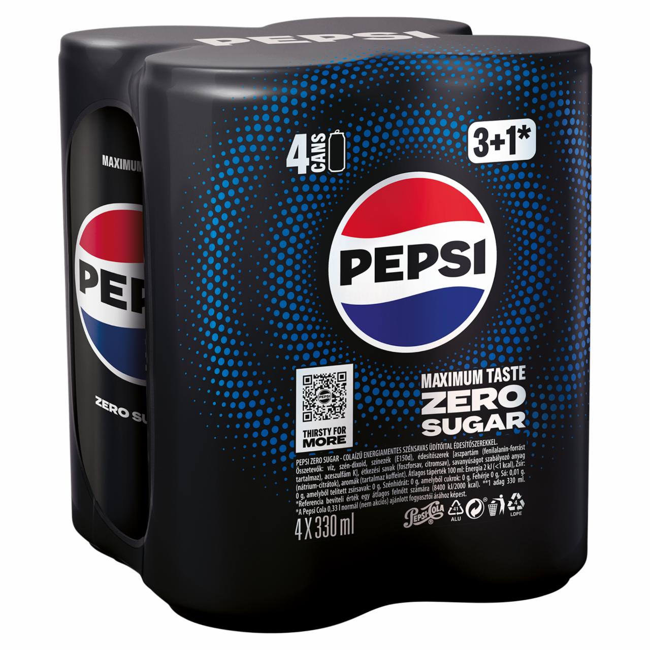 Képek - Pepsi Zero colaízű energiamentes szénsavas üdítőital édesítőszerekkel 4 x 330 ml