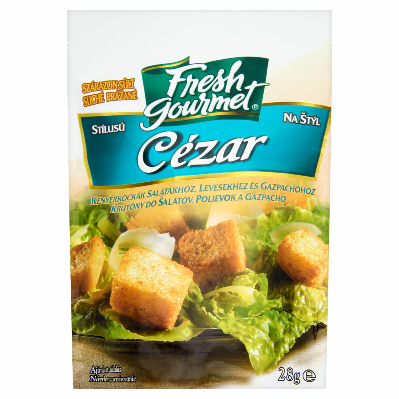 Képek - Fresh Gourmet szárazon sült cézár stílusú kenyérkockák salátákhoz, levesekhez és gazpachóhoz 28 g