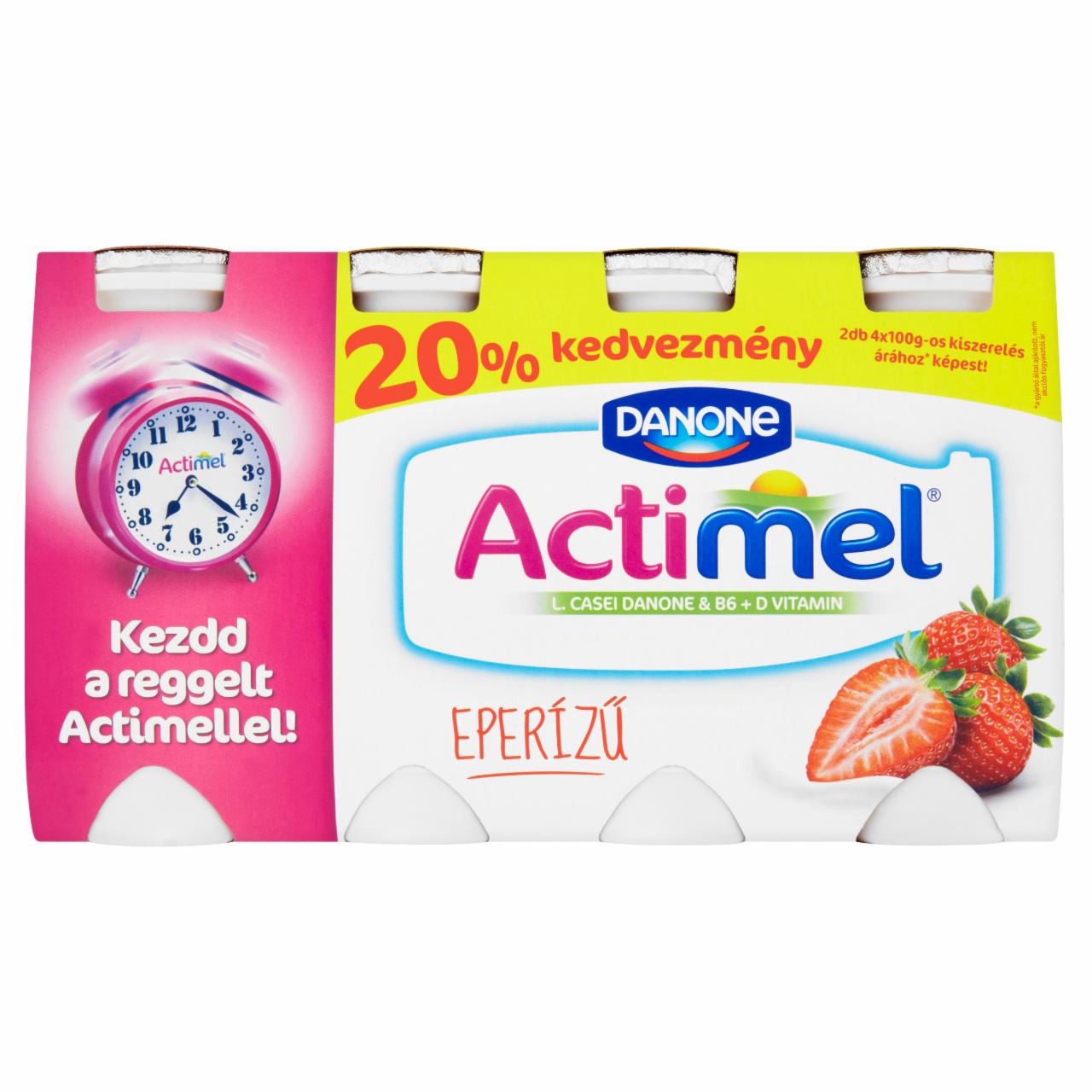 Képek - Danone Actimel zsírszegény élőflórás eperízű joghurtital 8 x 100 g