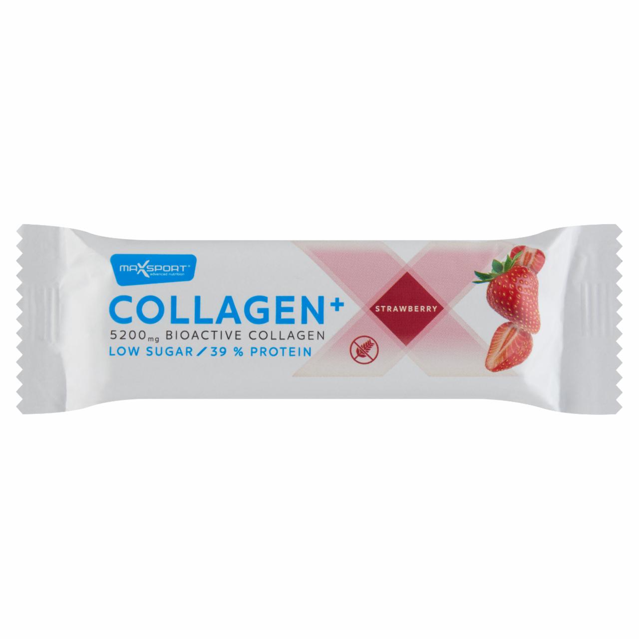 Képek - MaxSport Collagen+ protein szelet eperrel és kollagénnel, tejcsokoládé bevonatban 40 g