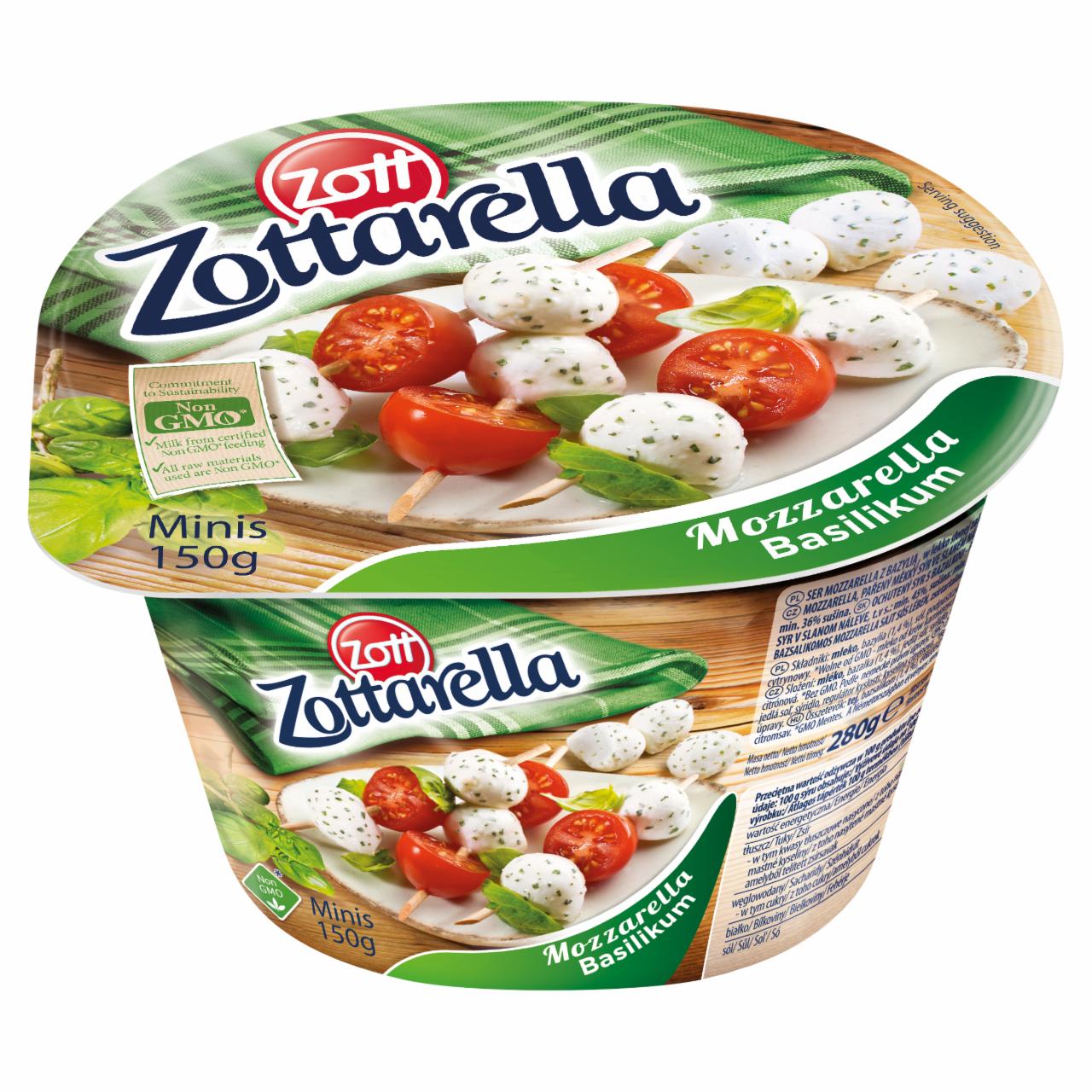Képek - Zott Zottarella zsíros, lágy bazsalikomos mozzarella sajt sós lében 150 g