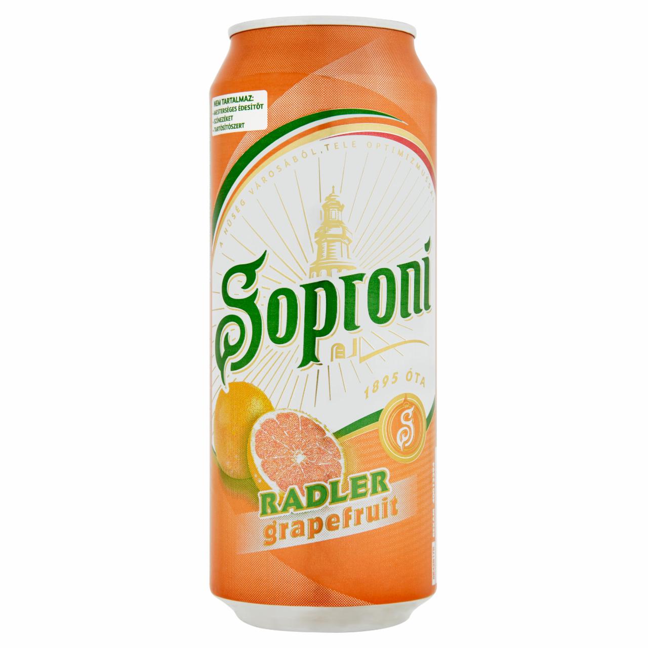 Képek - Soproni Radler grapefruitos sörital 2% 0,5 l
