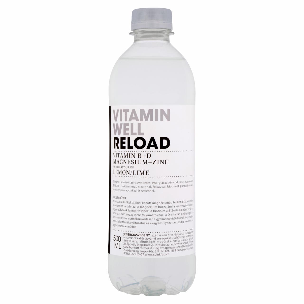 Képek - Vitamin Well Reload citrom-lime ízű, szénsavmentes, energiaszegény üdítőital 500 ml