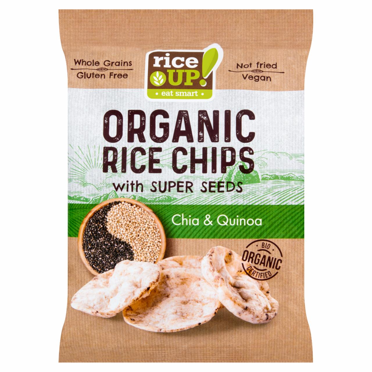 Képek - RiceUp! Eat Smart BIO teljes kiőrlésű barna rizs chips chia maggal és quinoával 25 g