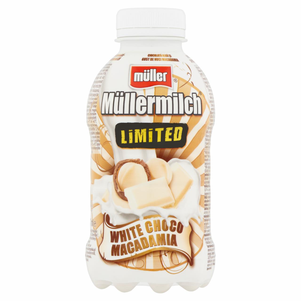 Képek - Müller Müllermilch fehér csokoládé-makadámdió ízű zsírszegény tejital 400 g