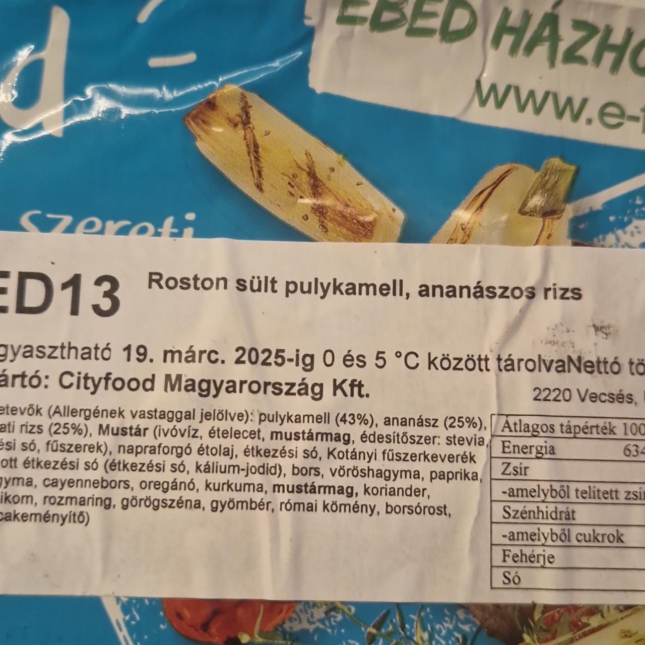 Képek - Roston sült pulykamell, ananászos rizs CityFood