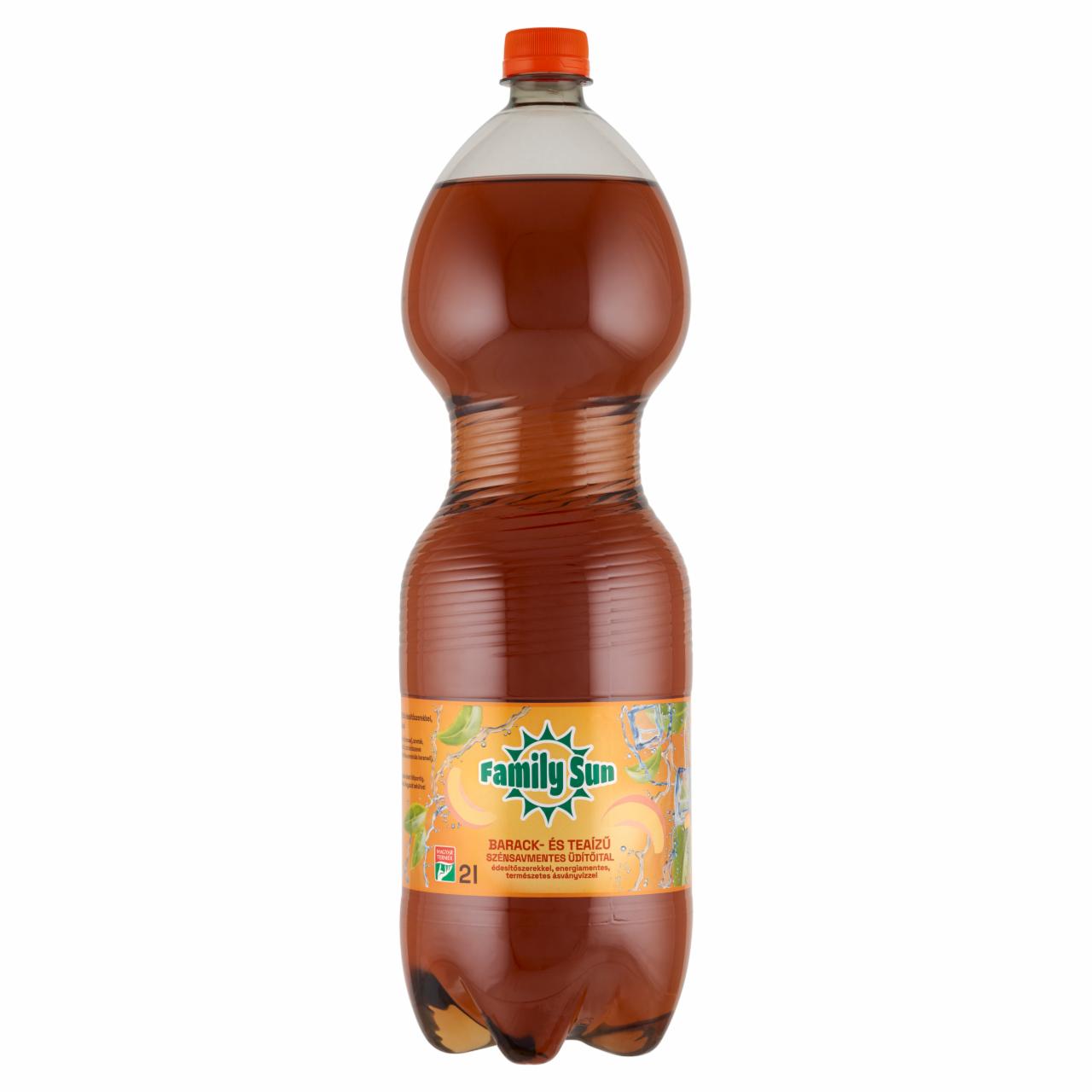 Képek - Family Sun energiamentes barack- és teaízű szénsavmentes üdítőital édesítőszerekkel 2 l