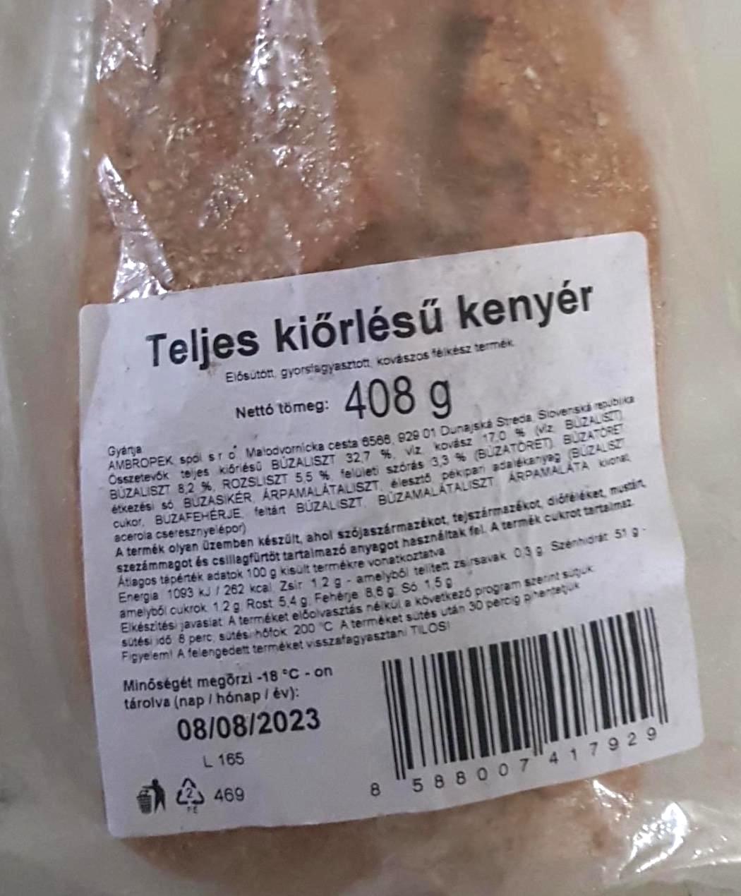 Képek - Teljes kiőrlésű kenyér Ambropek