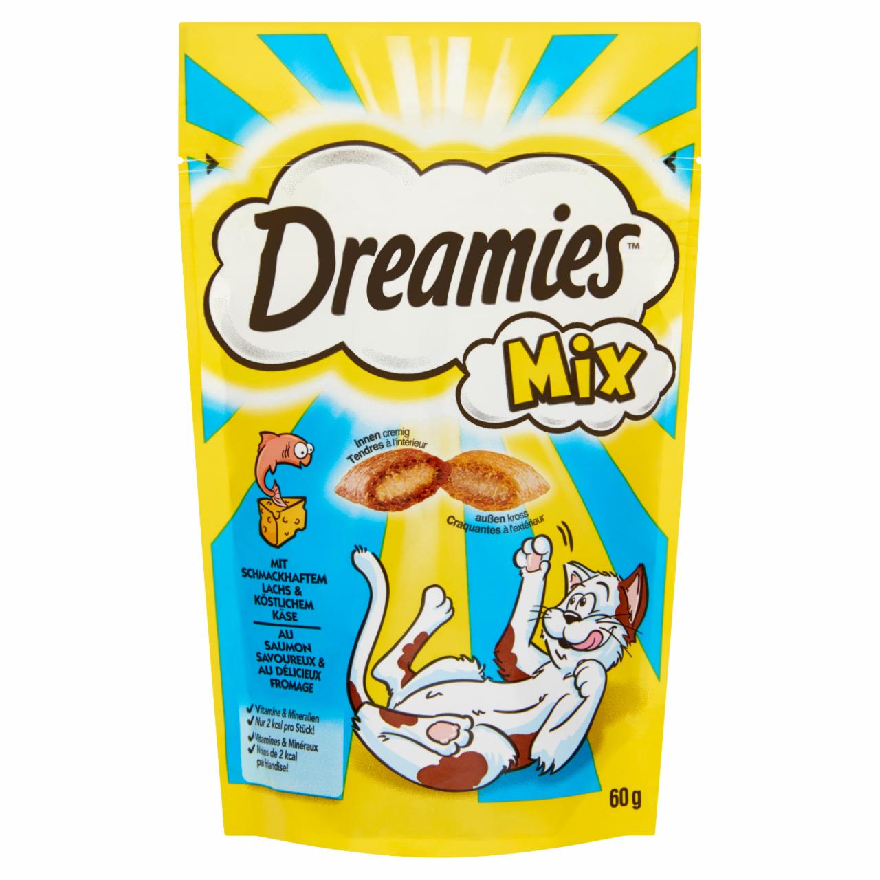 Képek - Dreamies Mix kiegészítő állateledel lazaccal és sajttal felnőtt és junior macskák számára 60 g