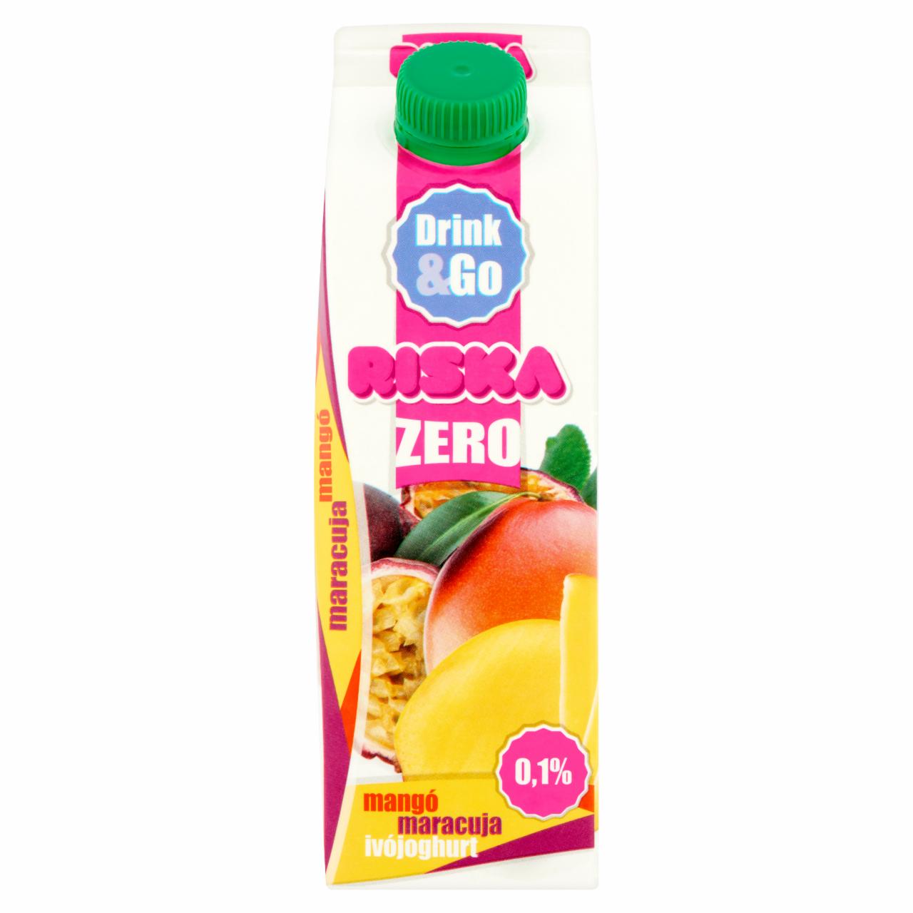 Képek - Riska Drink & Go Zero mangó-maracuja élőflórás, laktózmentes sovány ivójoghurt 450 g