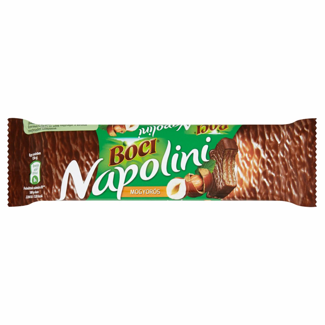 Képek - Boci Napolini tejcsokoládéval mártott, mogyorós krémmel töltött ostya 30 g