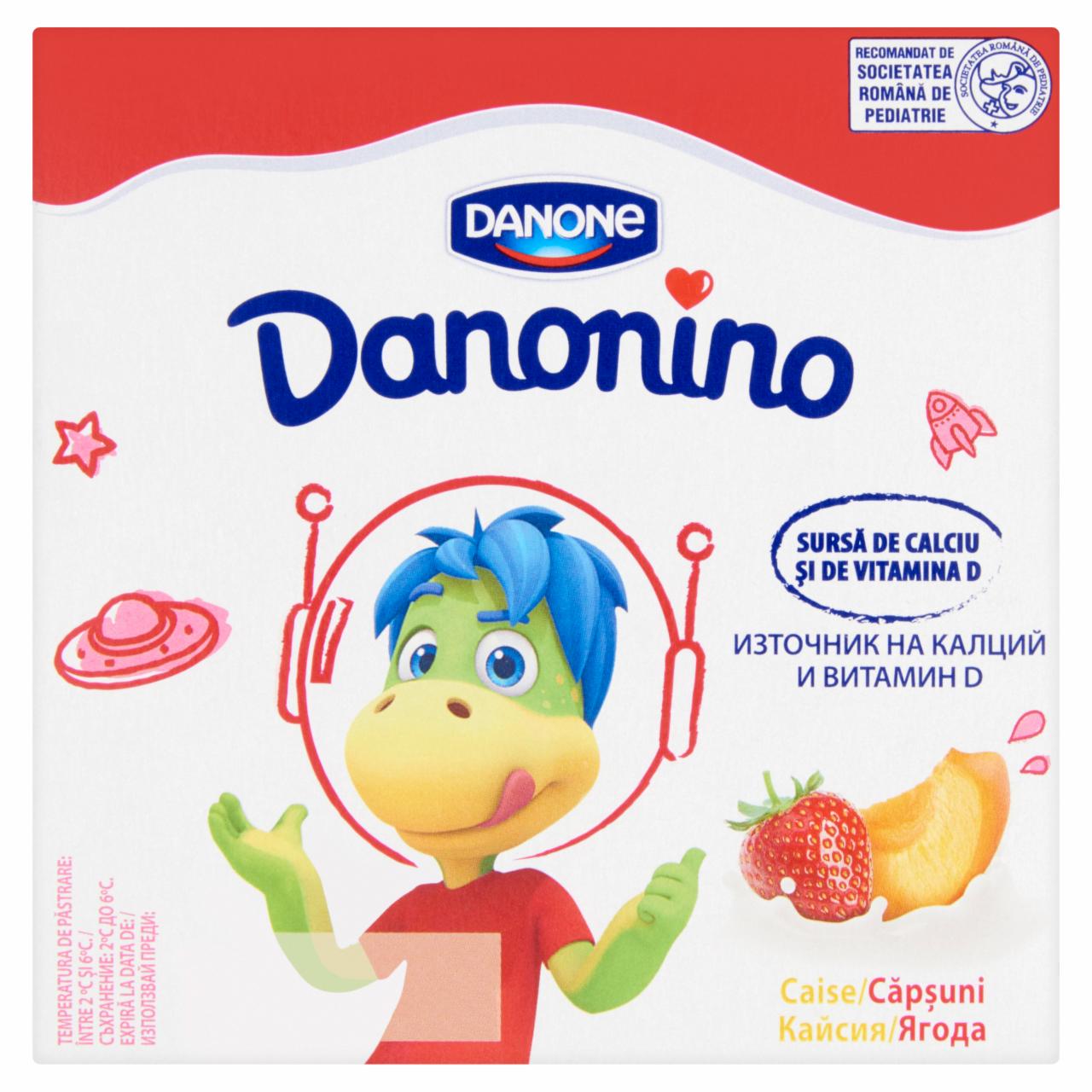 Képek - Danone Danonino epres, sárgabarackos tejtermék hozzáadott kalciummal & D-vitaminnal 4 x 50 g (200 g)