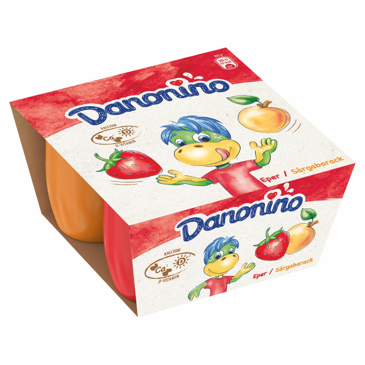 Képek - Danone Danonino epres, sárgabarackos tejtermék hozzáadott kalciummal & D-vitaminnal 4 x 50 g (200 g)