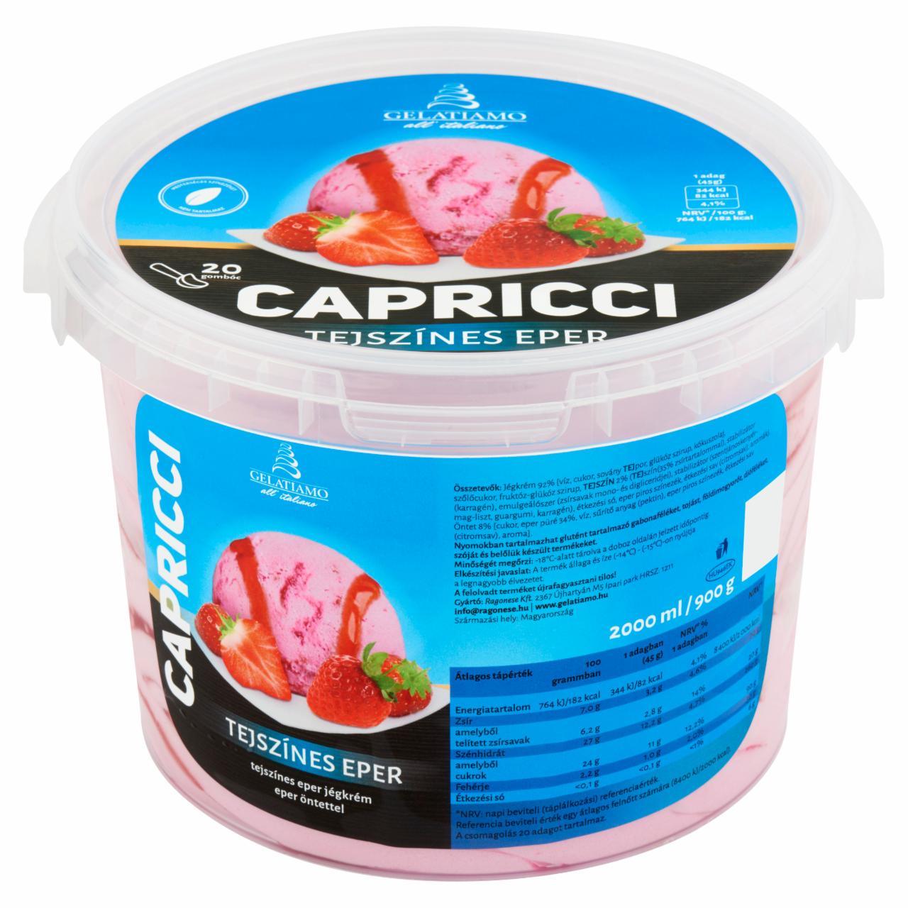 Képek - Gelatiamo Capricci tejszínes eper jégkrém eper öntettel 2000 ml