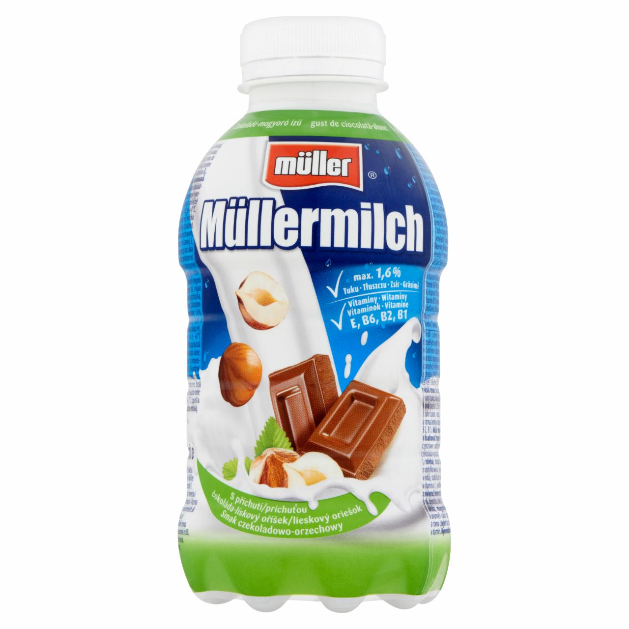 Képek - Müller Müllermilch csokoládé-mogyoró ízű zsírszegény ital 377 ml