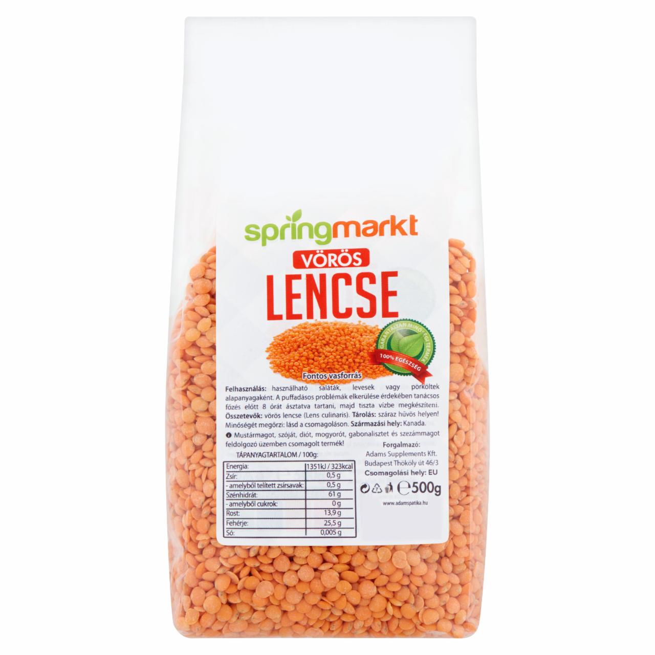 Képek - Springmarkt vörös lencse 500 g