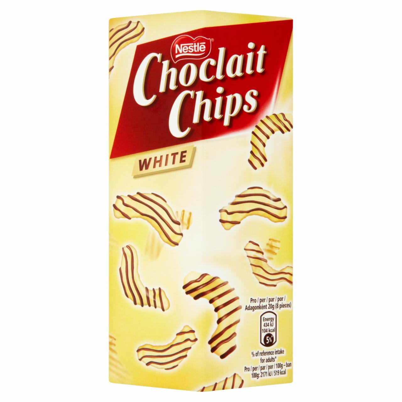 Képek - Nestlé Choclait Chips White mandulaízű gabonapehely fehér csokoládéval mártva 125 g