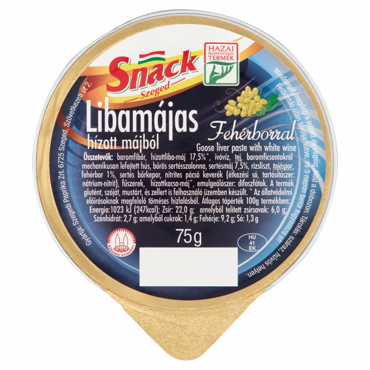 Képek - Snack Szeged libamájas hízott májból fehérborral 75 g