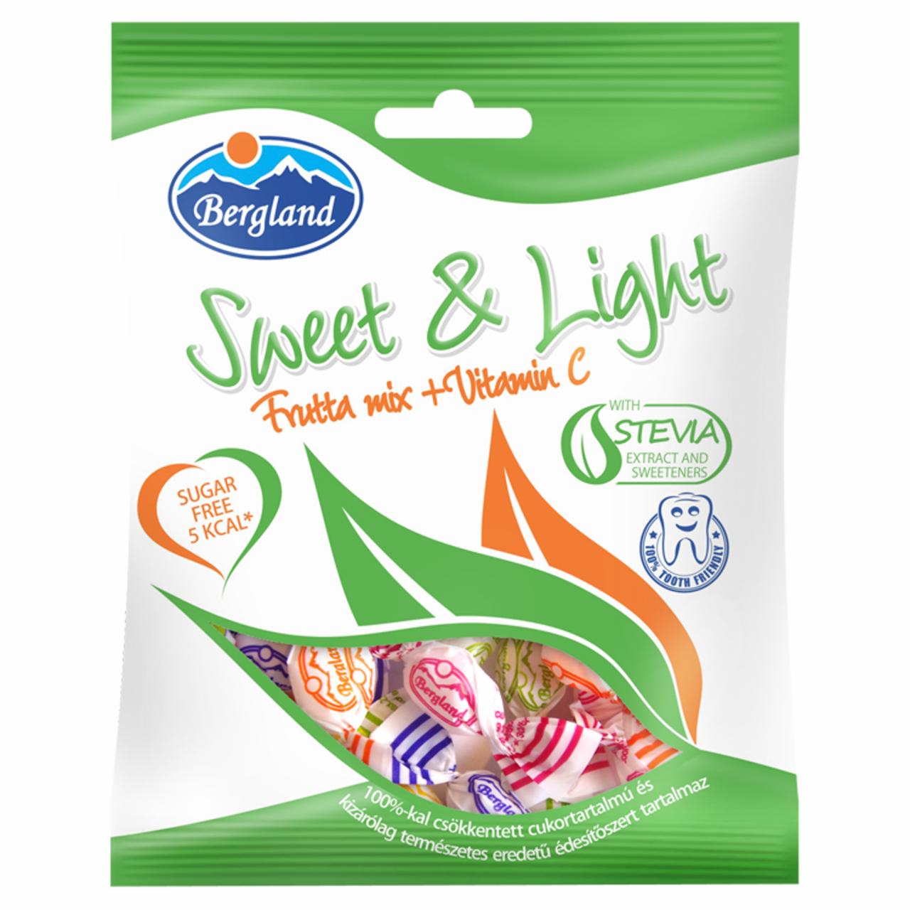 Képek - Bergland Sweet & Light C-vitamin tartalmú vegyes gyümölcs ízű töltetlen cukormentes cukorka 60 g