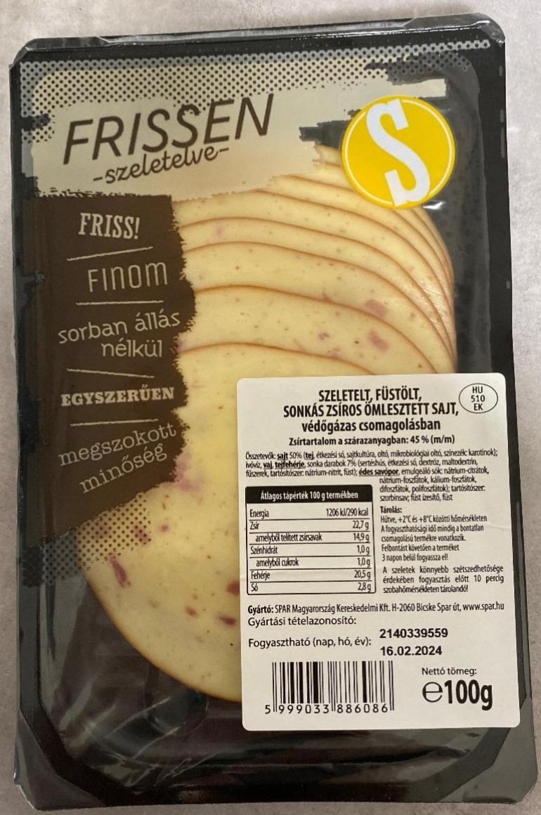 Képek - Szeletelt, füstölt, sonkás zsíros ömlesztett sajt Spar