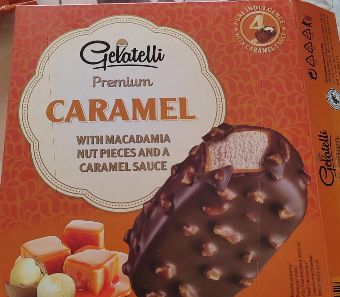 Képek - Premium caramel with macadamia nut pieces and a caramel sauce Gelatelli