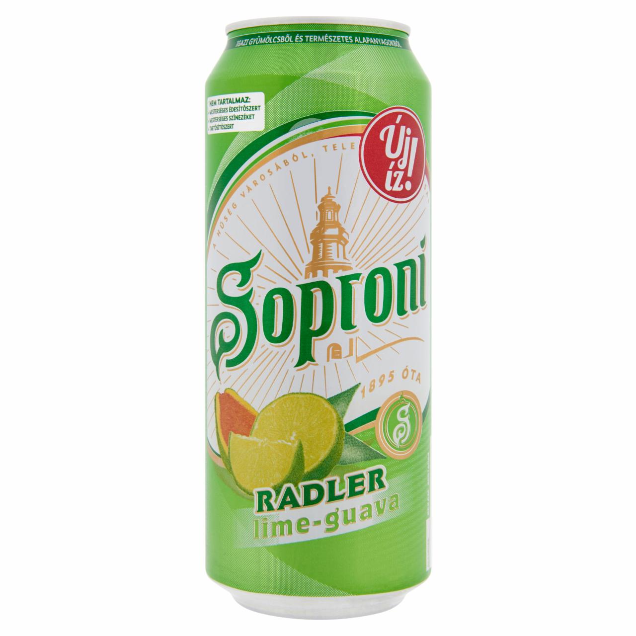 Képek - Soproni Radler lime-guavás sörital 2,0% 0,5 l