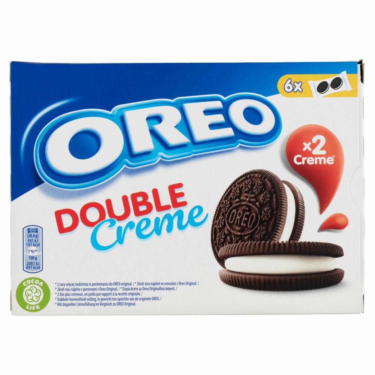 Képek - Oreo Double Creme vanília ízű töltelékkel töltött kakaós keksz 170 g