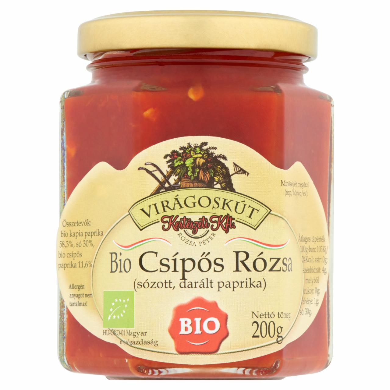 Képek - Virágoskút Csípős Rózsa BIO sózott, darált paprika 200 g