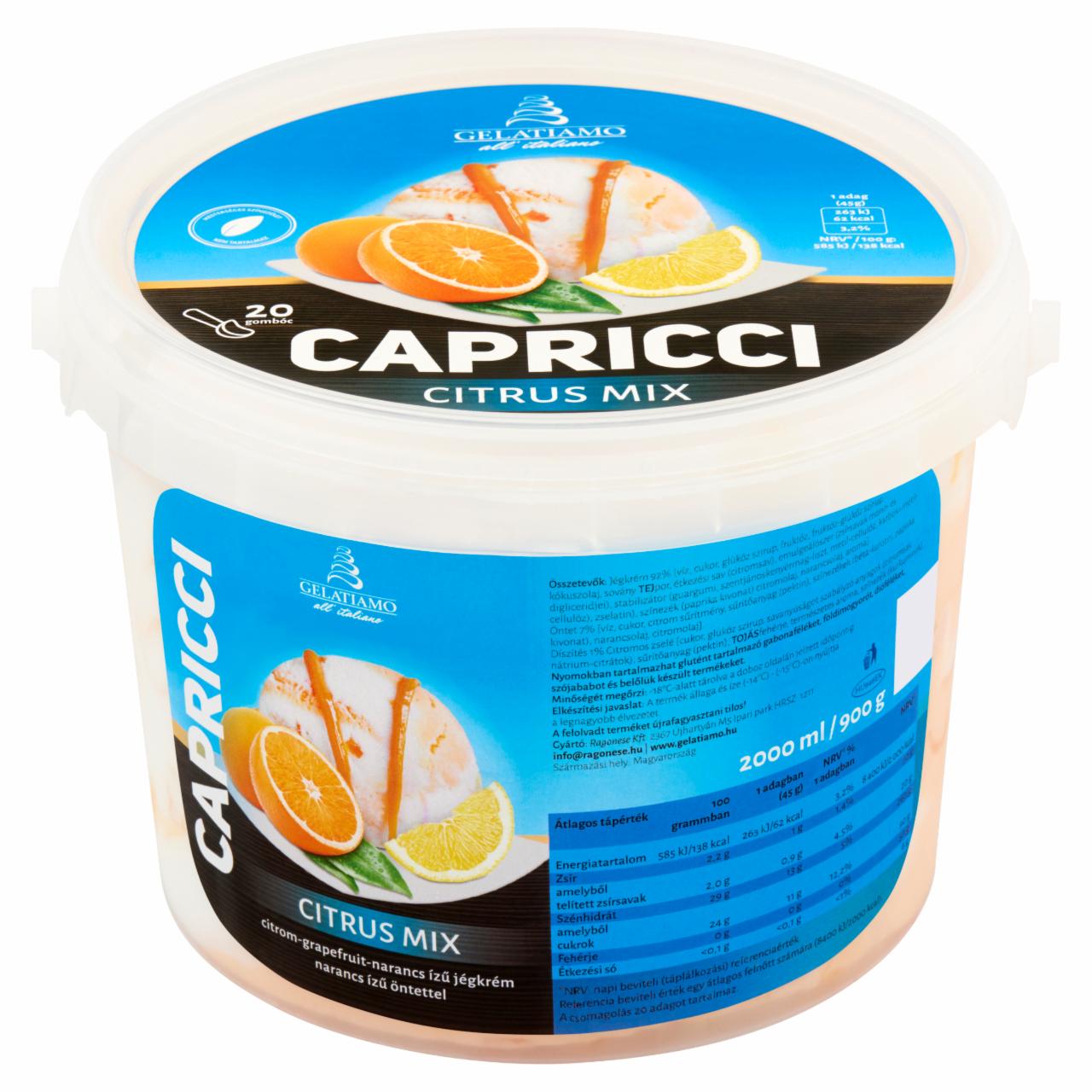 Képek - Gelatiamo Capricci Citrus Mix citrom-grapefruit-narancs ízű jégkrém narancs ízű öntettel 2000 ml