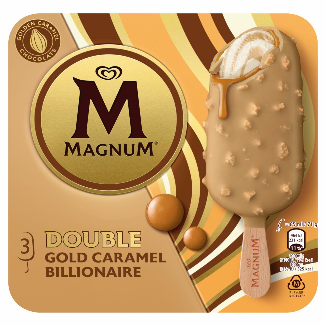 Képek - Magnum Double Gold Caramel Billionare jégkrém 3 x 85 ml (255 ml)