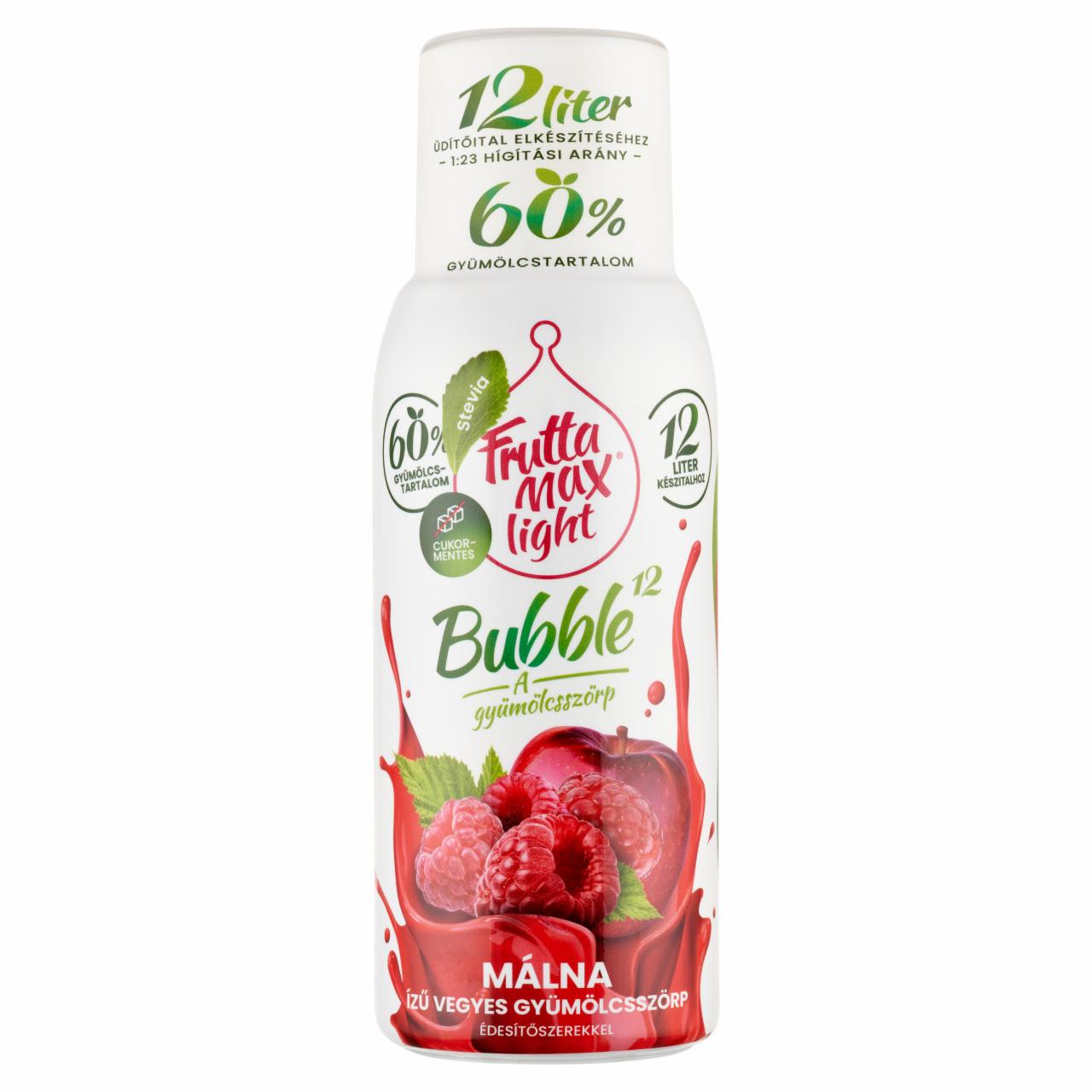 Képek - FruttaMax Bubble¹² Light málna ízű vegyes gyümölcsszörp édesítőszerekkel 500 ml
