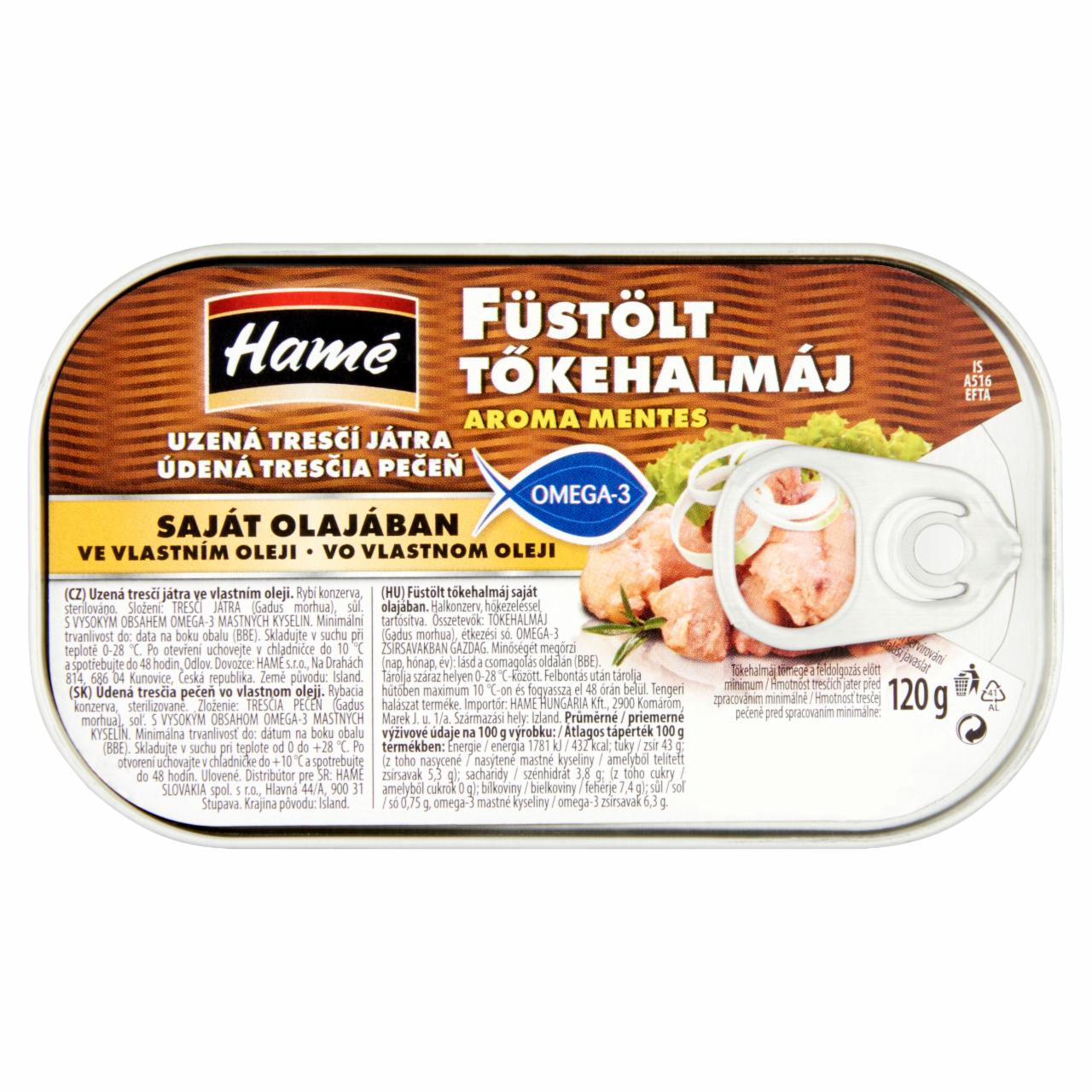 Képek - Hamé füstölt tőkehalmáj saját olajában 120 g