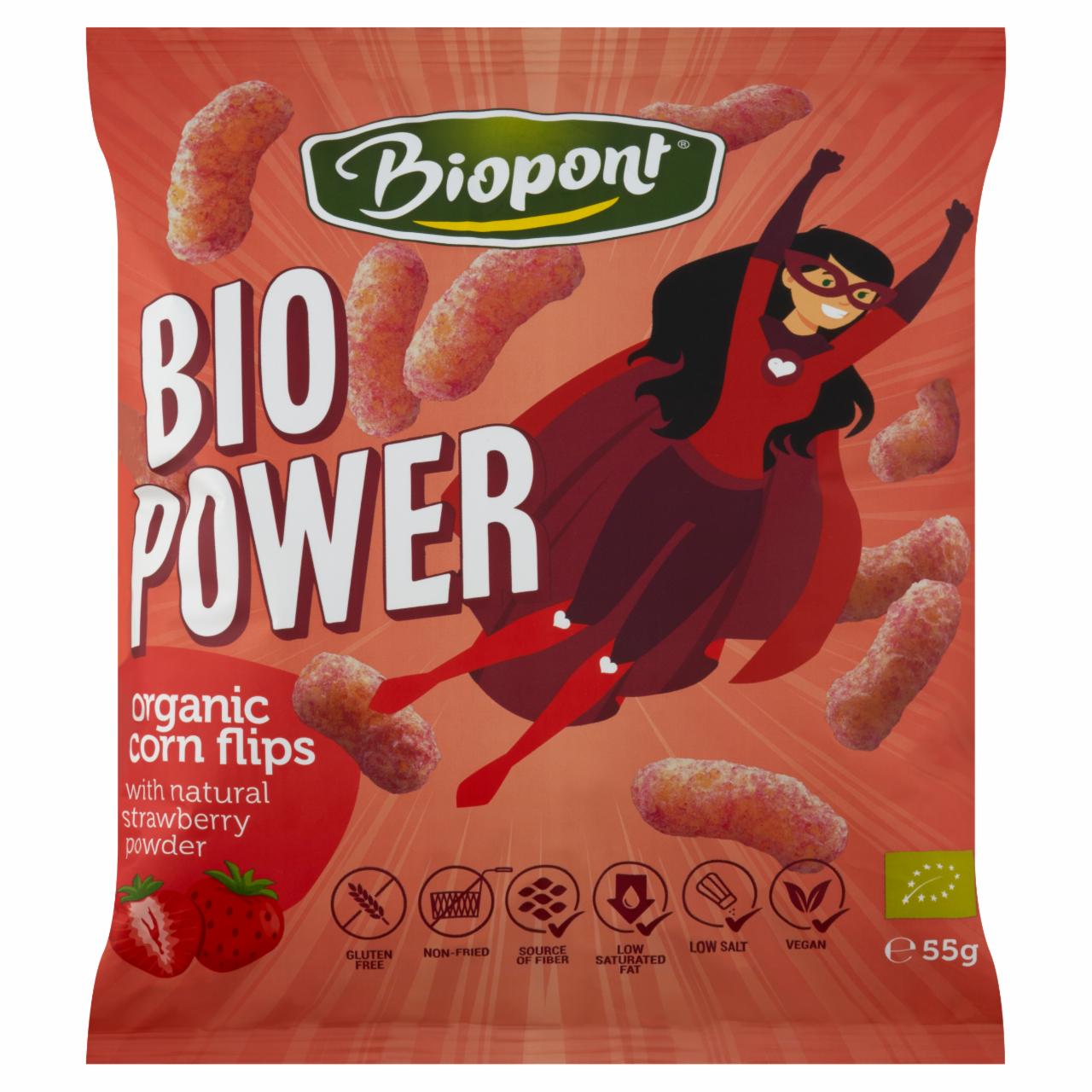 Képek - Biopont Bio Power Bio gluténmentes kukorica snack valódi eperporral 55 g