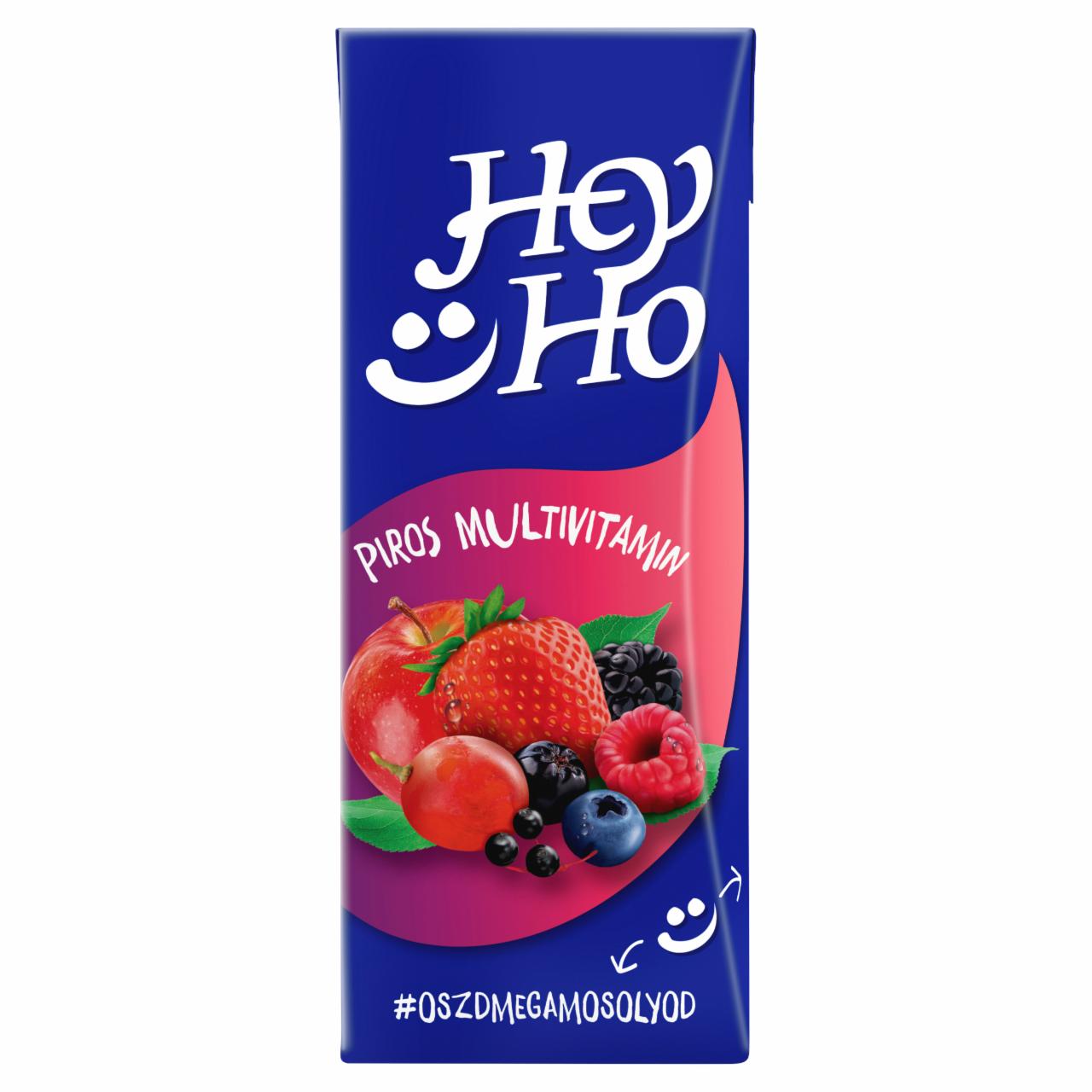 Képek - Hey-Ho piros multivitamin vegyes gyümölcsital cukorral, édesítőszerrel és 7 vitaminnal 0,2 l