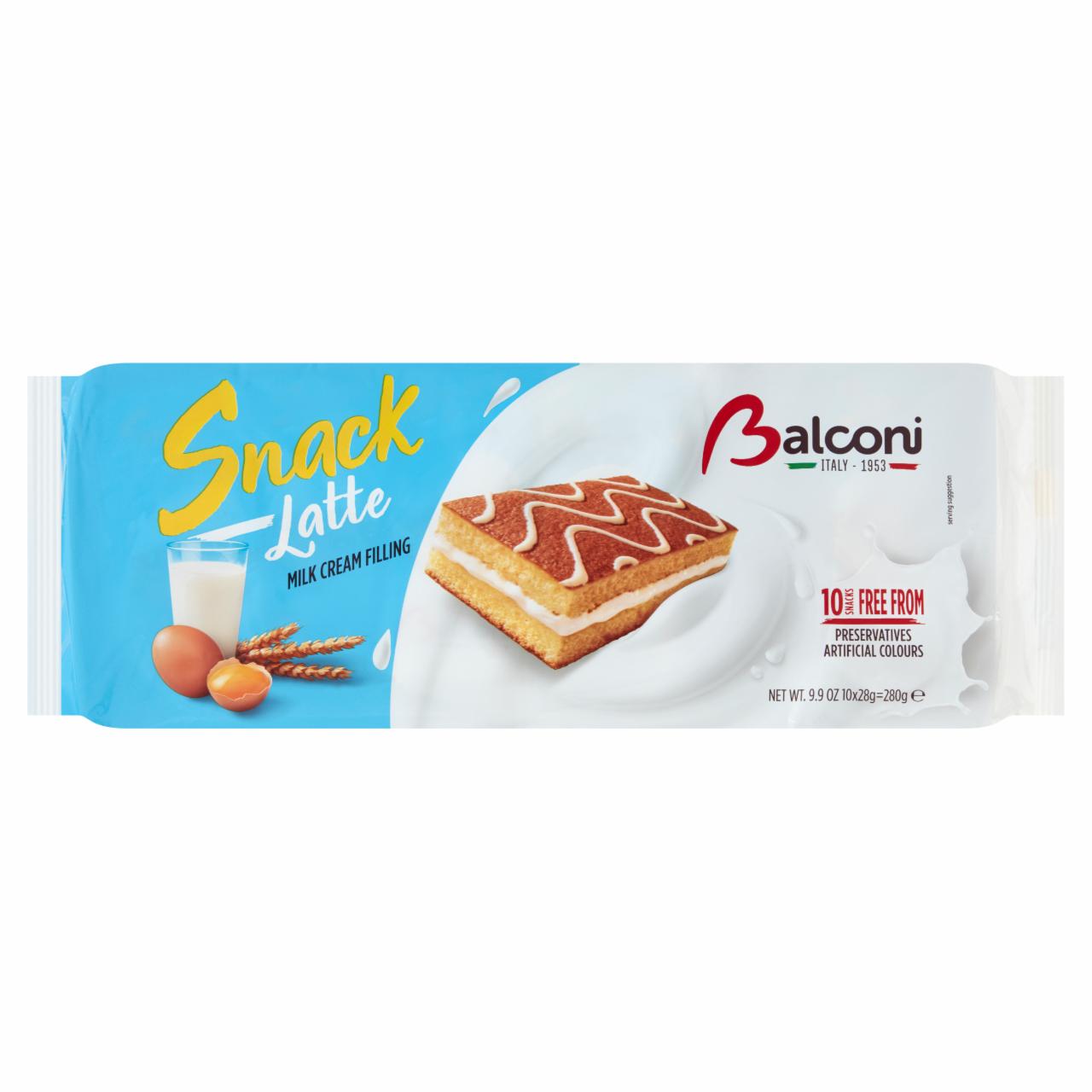 Képek - Balconi Snack Latte édes sütőipari termék tejes töltelékkel 10 x 28 g (280 g)