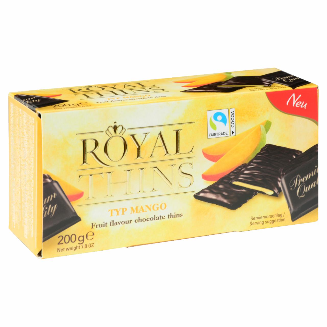 Képek - Halloren Royal Thins étcsokoládé mangó ízű fondant krémmel töltve 200 g