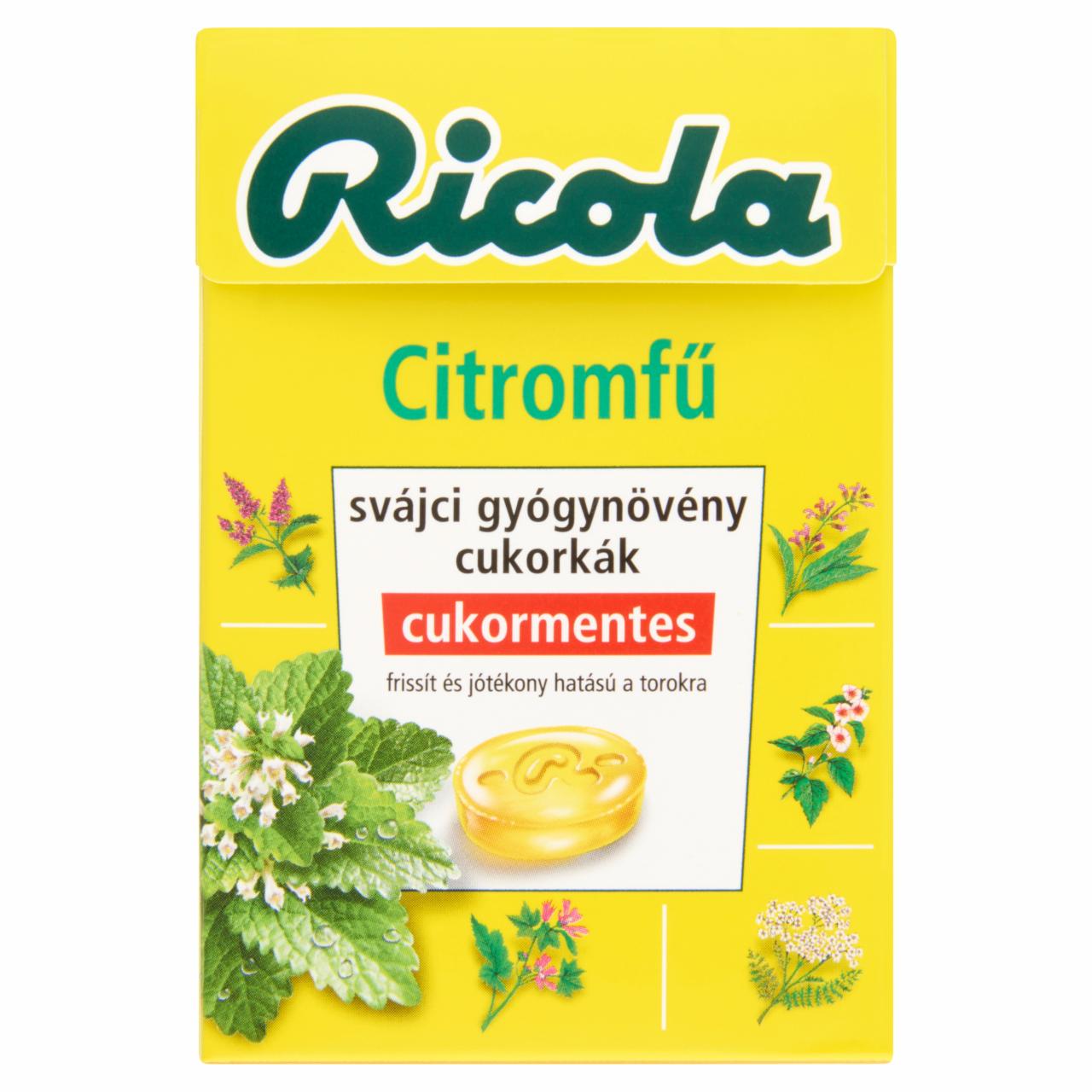 Képek - Ricola Citromfű cukormentes svájci gyógynövény cukorkák édesítőszerekkel 40 g