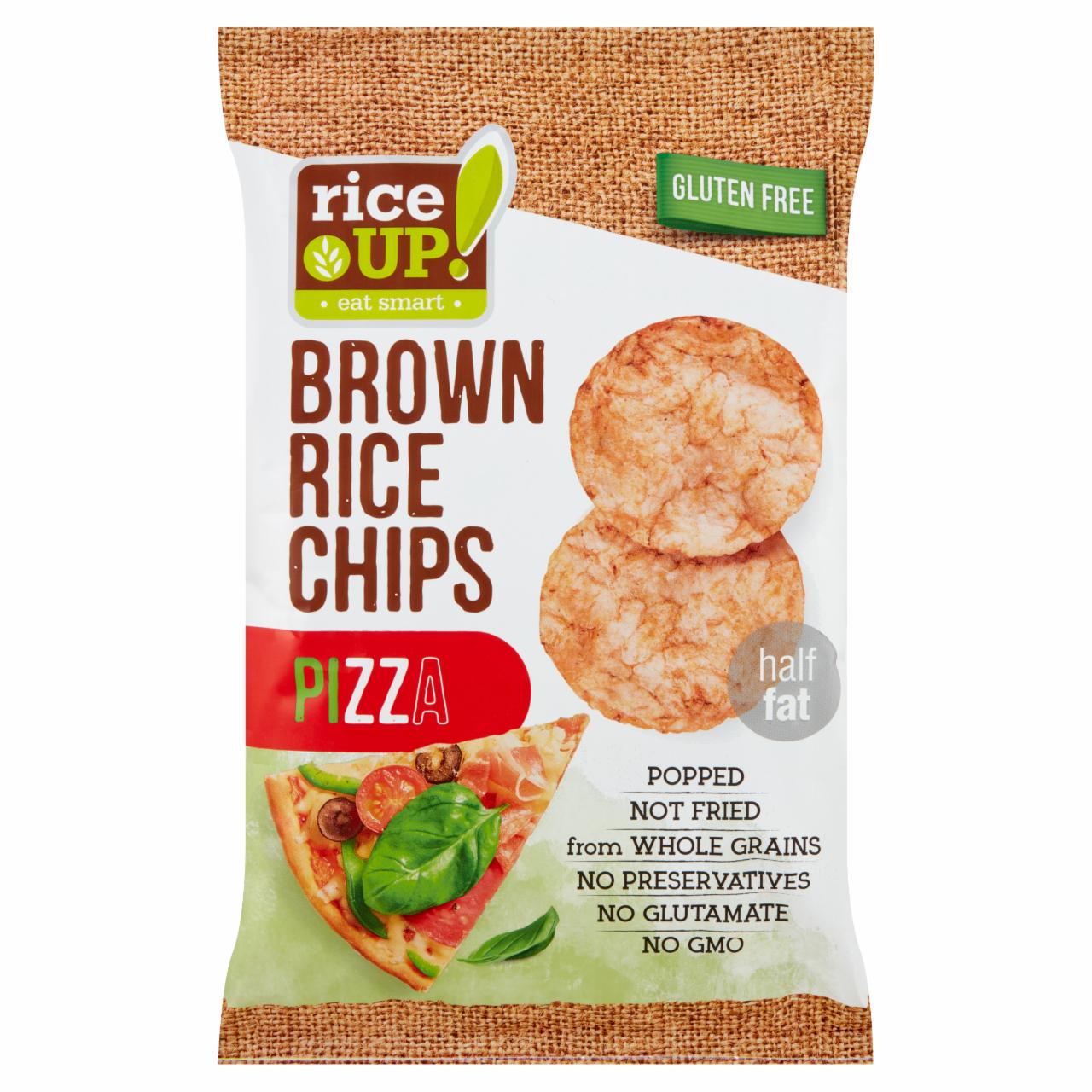 Képek - RiceUp! Eat Smart teljes kiőrlésű barna rizs chips pizza ízesítéssel 60 g