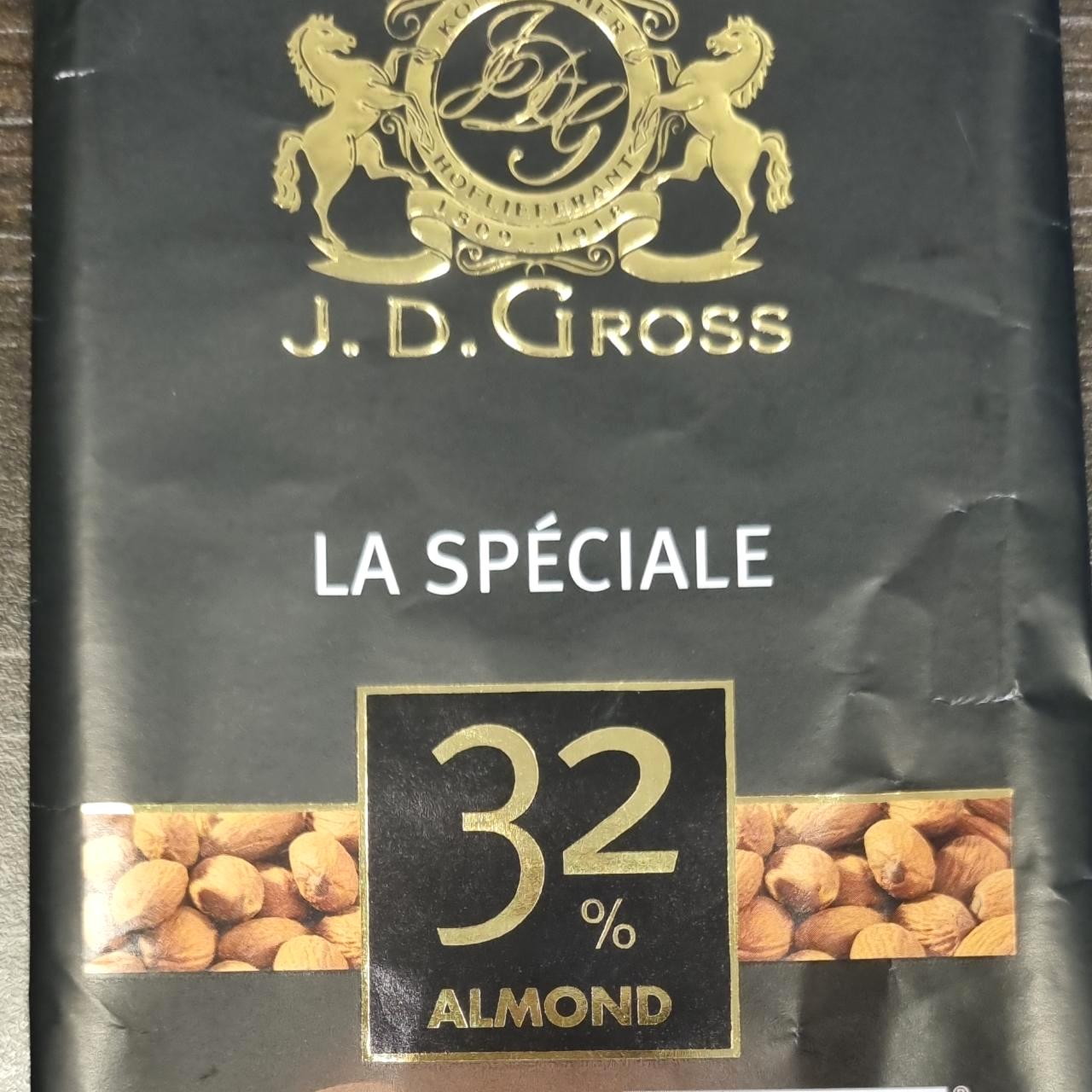 Képek - Csokoládé La speciále 32% Almond J.D.GROSS