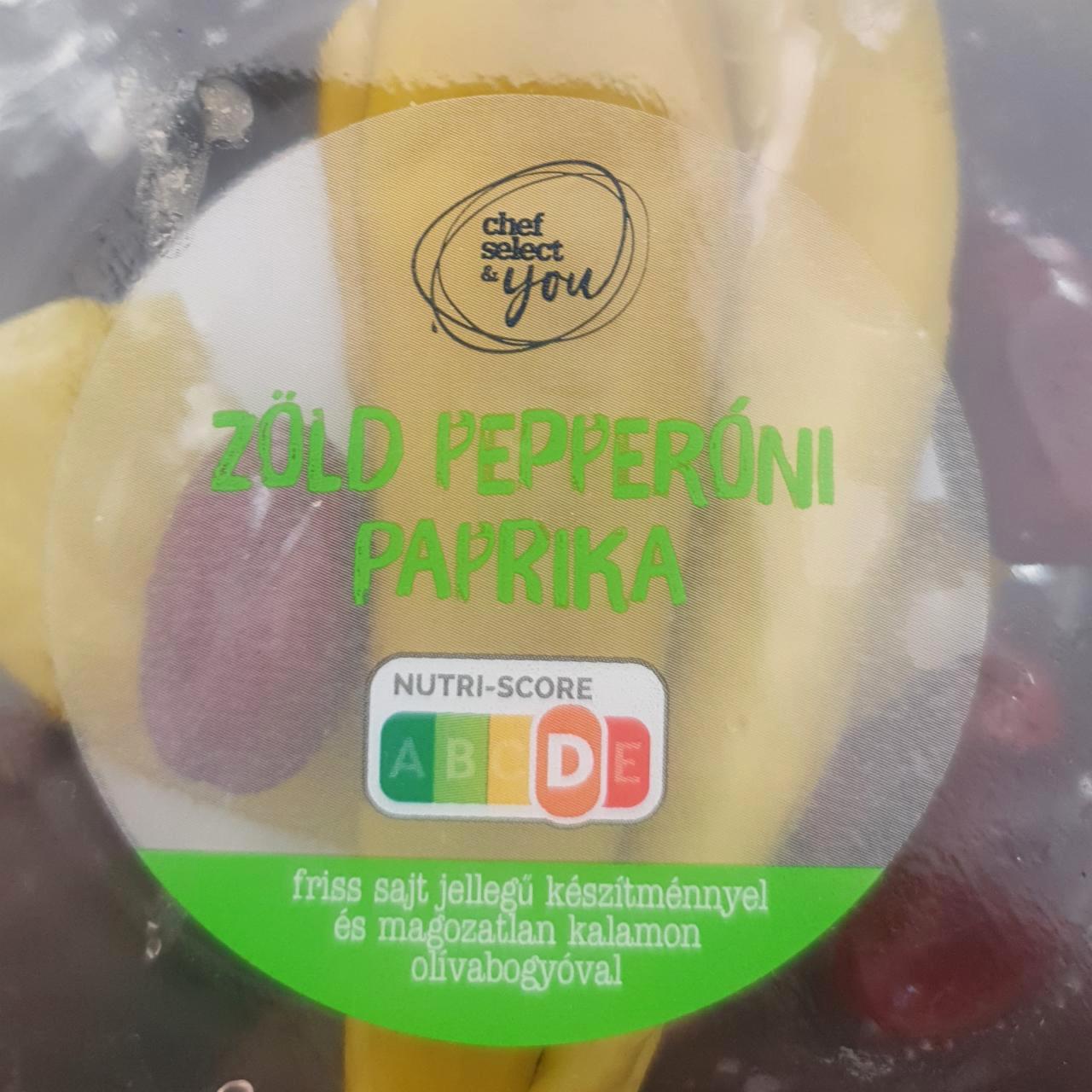 Képek - Zöld pepperóni paprika friss sajttal töltve és magozatlan kalamon olajbogyó Chef select