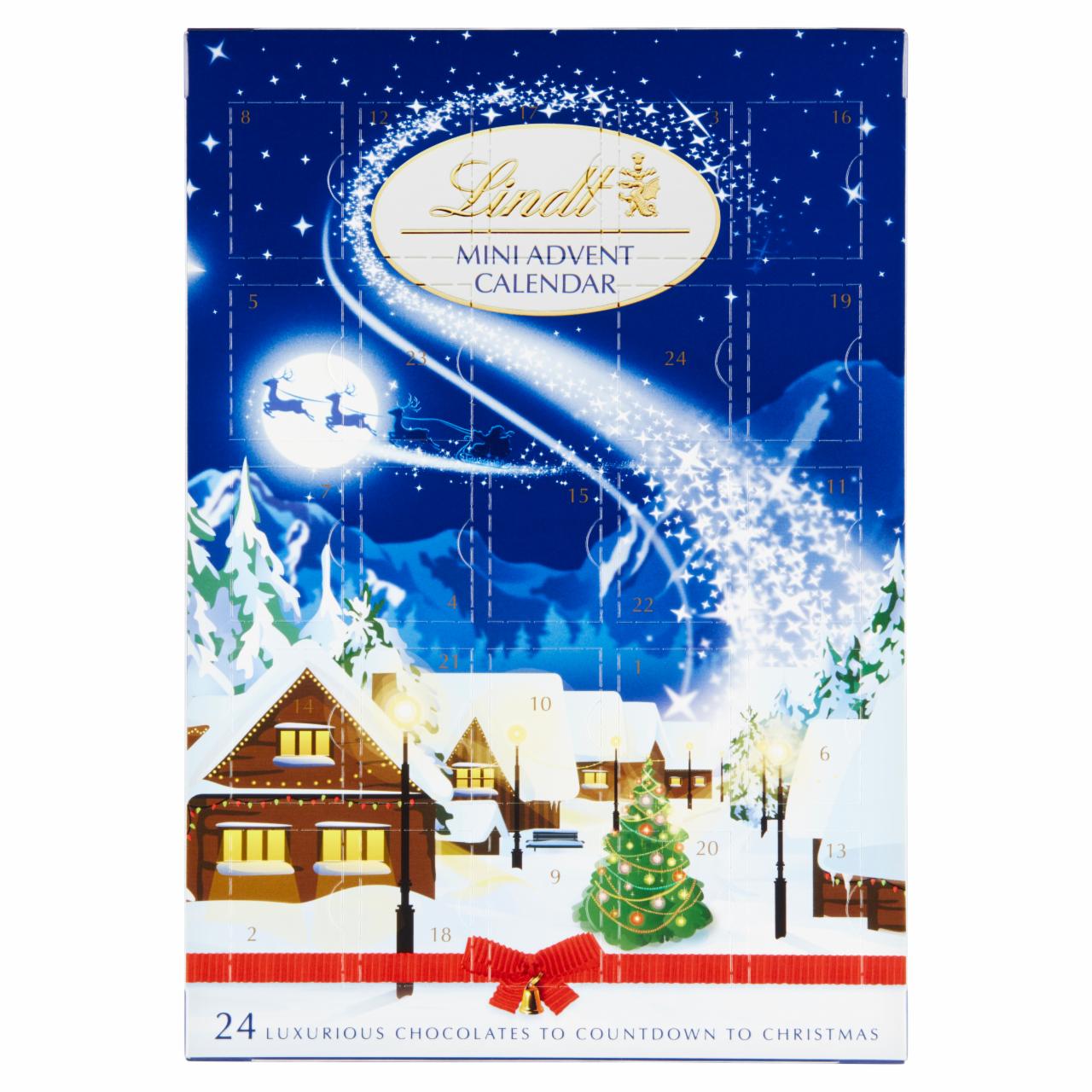 Képek - Lindt Mini Advent Calendar tejcsokoládé és fehér csokoládé különböző töltelékekkel 115 g