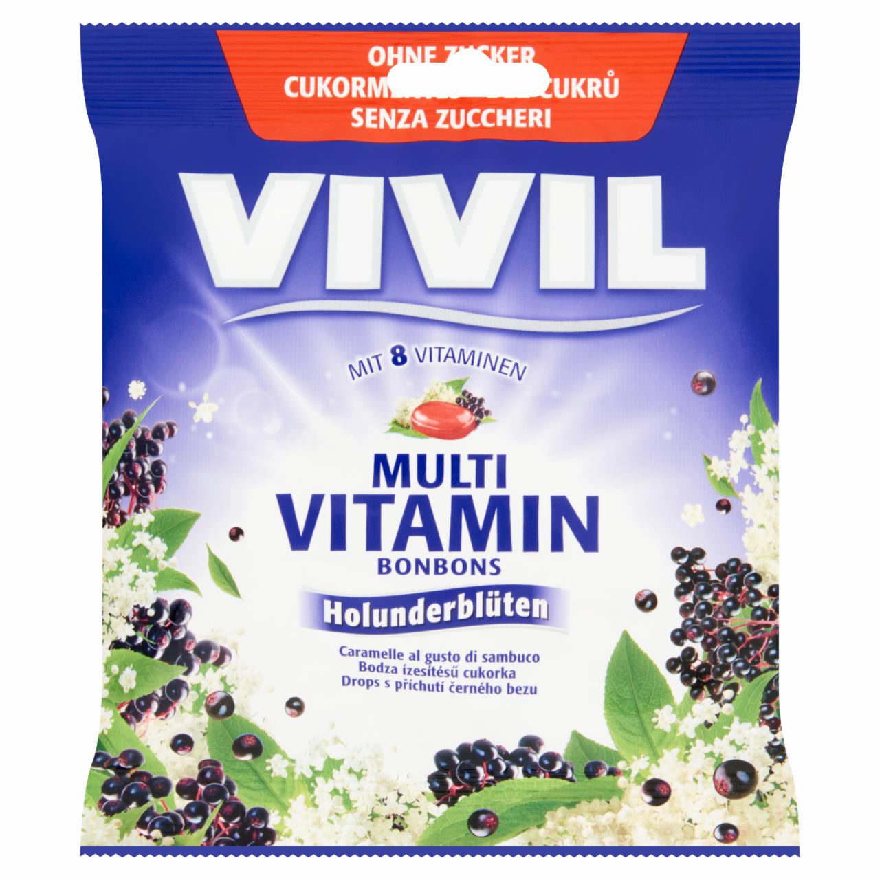 Képek - Vivil Multivitamin cukormentes bodza ízesítésű cukorka 60 g