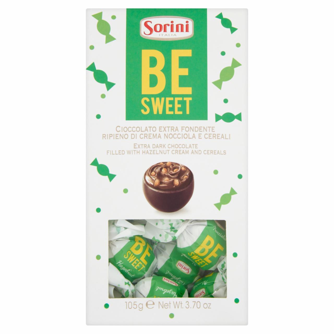 Képek - Sorini Be Sweet étcsokoládé praliné mogyorókrémmel és gabonafélékkel töltve 105 g