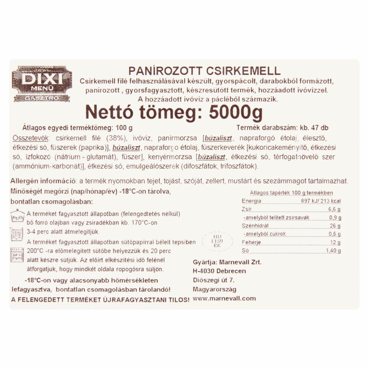 Képek - Dixi Menü Gasztro gyorsfagyasztott panírozott csirkemell 48 db 5000 g