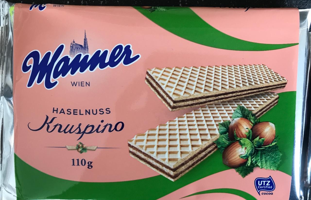Képek - Manner Kruspino mogyorókrémmel töltött ropogós ostyaszeletek 110 g