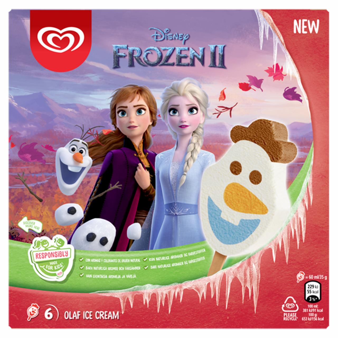 Képek - Algida Frozen Multipack jégkrém Olaf Hóember Vanília-Kakaó-Karamell ízű 6 x 60 ml (360 ml)