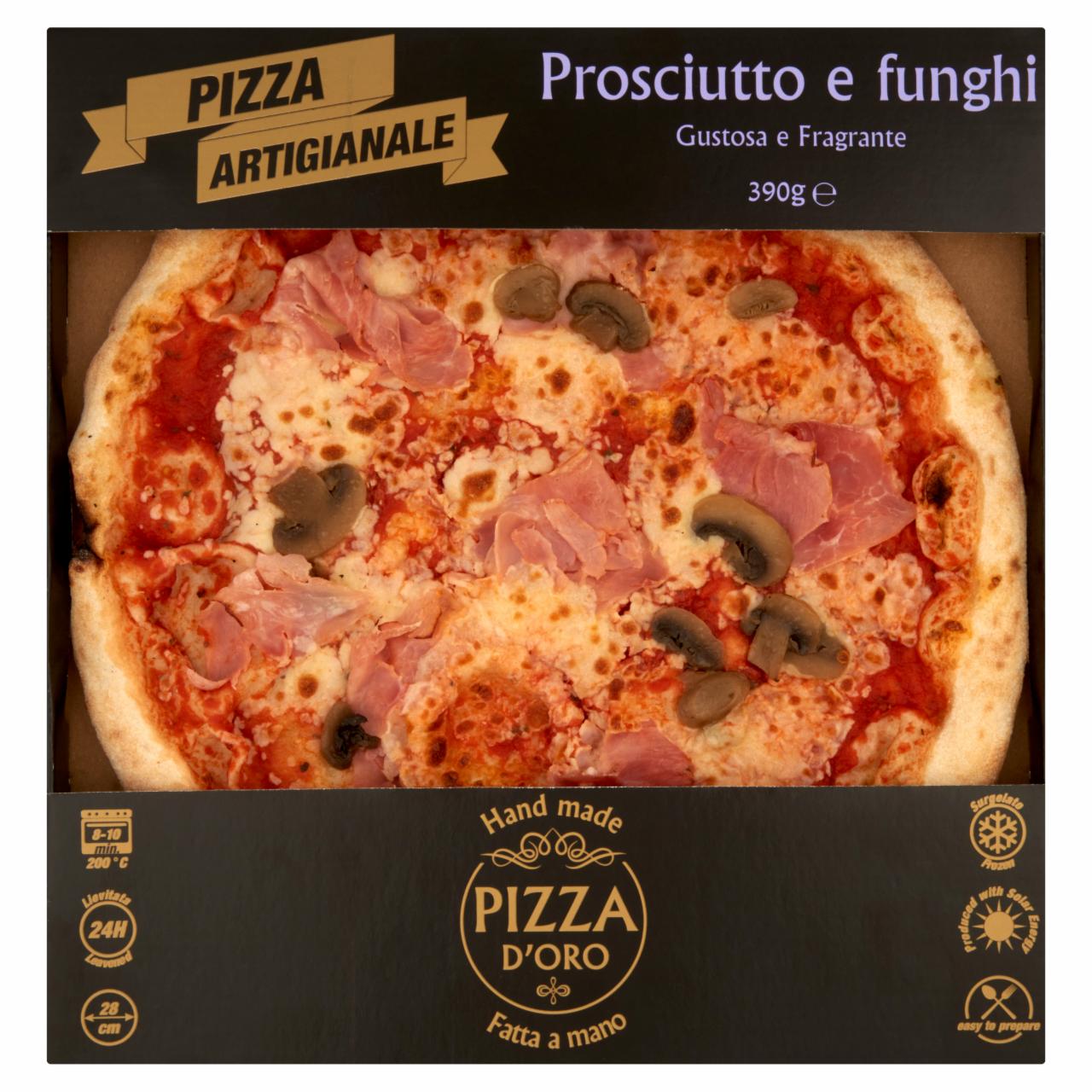 Képek - Pizza D'Oro Prosciutto e funghi gyorsfagyasztott kézműves pizza 390 g